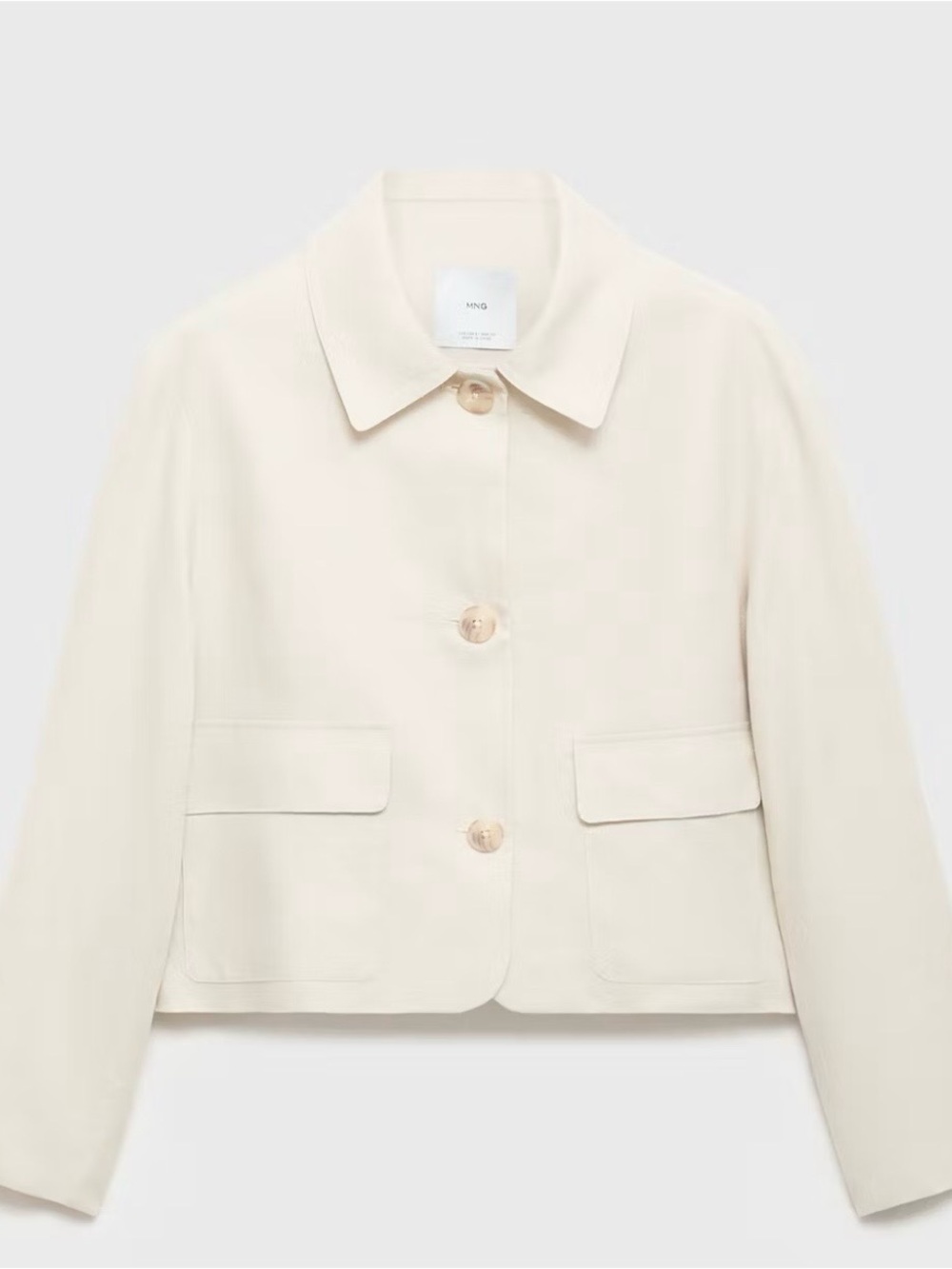 Mango Cream Cropped Button Jacket - Picture 1 of 10